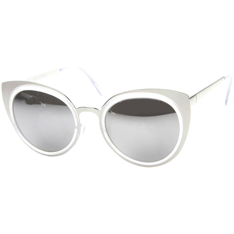 zeroUV Reinforced Two-Toned Mirrored Lens Cat Eye Sunglasses A106 Sunglasses