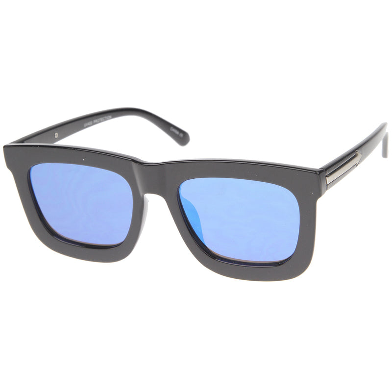 zeroUV Hipster Flat Front Square Horned Rim Mirror Lens Sunglasses A143 Sunglasses