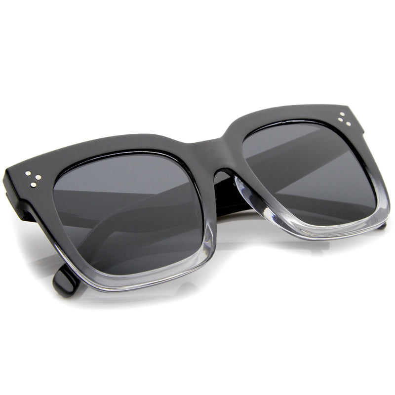 zeroUV Bold Oversize Flat Mirror Lens Square Frame Horn Rimmed Sunglasses 50mm - A100 Sunglasses
