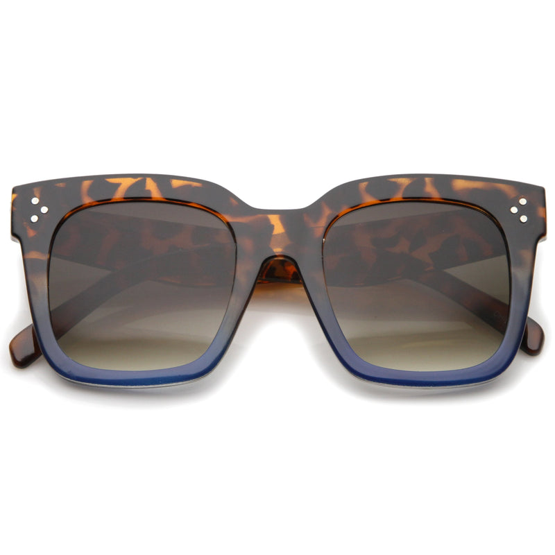 zeroUV Bold Oversize Flat Mirror Lens Square Frame Horn Rimmed Sunglasses 50mm - A100 Sunglasses