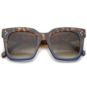 zeroUV Bold Oversize Flat Mirror Lens Square Frame Horn Rimmed Sunglasses 50mm - A100 Sunglasses