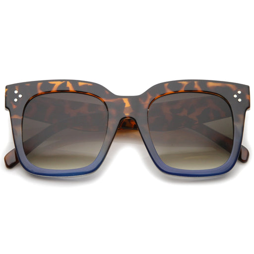 zeroUV Bold Oversize Flat Mirror Lens Square Frame Horn Rimmed Sunglasses 50mm - A100 Sunglasses