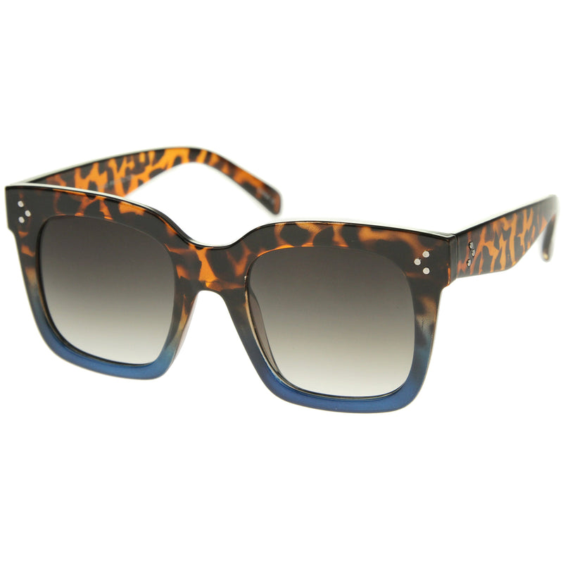 zeroUV Bold Oversize Flat Mirror Lens Square Frame Horn Rimmed Sunglasses 50mm - A100 Sunglasses