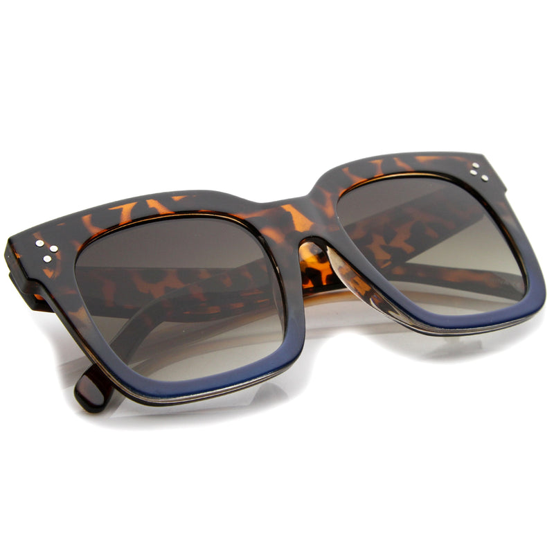 zeroUV Bold Oversize Flat Mirror Lens Square Frame Horn Rimmed Sunglasses 50mm - A100 Sunglasses