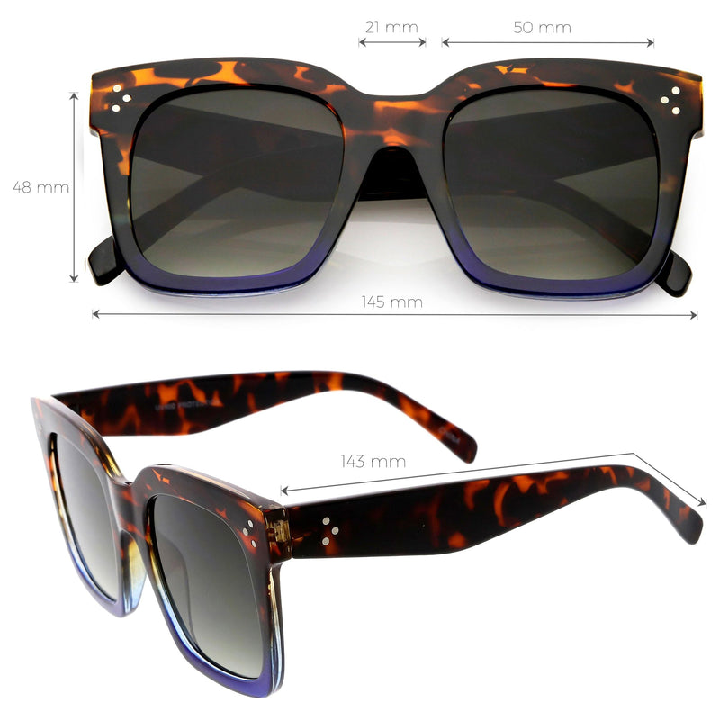 zeroUV Bold Oversize Square Horned Rim Flat Lens Sunglasses A252 Sunglasses