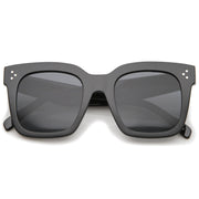 zeroUV Bold Oversize Flat Mirror Lens Square Frame Horn Rimmed Sunglasses 50mm - A100 Sunglasses