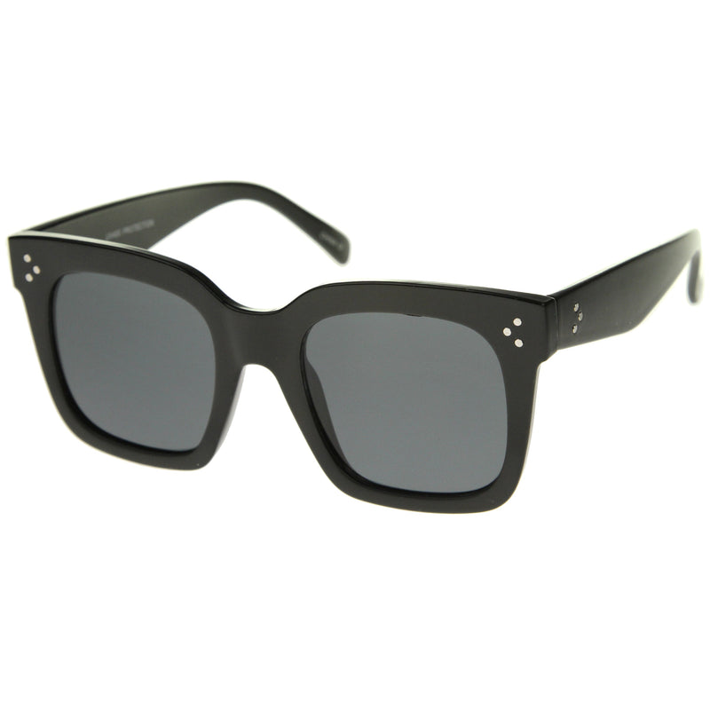 zeroUV Bold Oversize Flat Mirror Lens Square Frame Horn Rimmed Sunglasses 50mm - A100 Sunglasses