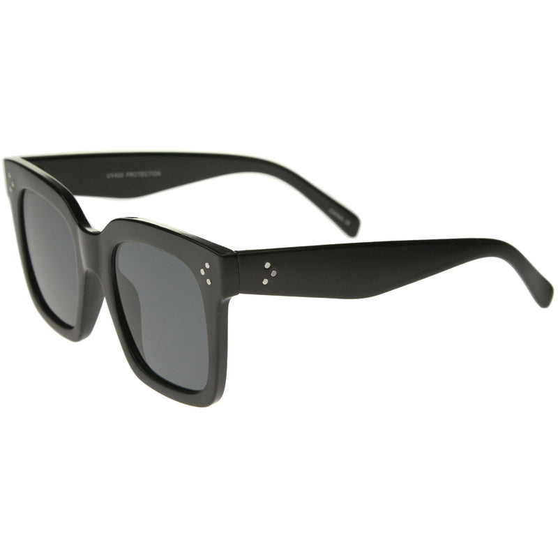 zeroUV Bold Oversize Flat Mirror Lens Square Frame Horn Rimmed Sunglasses 50mm - A100 Sunglasses