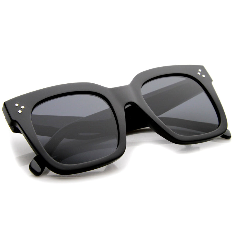 zeroUV Bold Oversize Flat Mirror Lens Square Frame Horn Rimmed Sunglasses 50mm - A100 Sunglasses