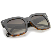 zeroUV Bold Oversize Flat Mirror Lens Square Frame Horn Rimmed Sunglasses 50mm - A100 Sunglasses