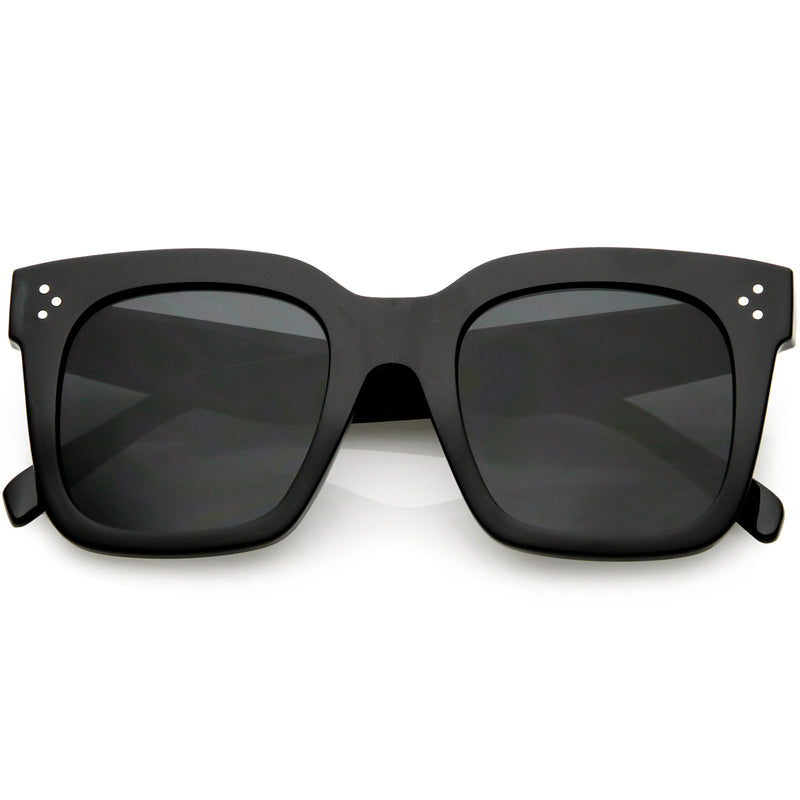 zeroUV Bold Oversize Flat Mirror Lens Square Frame Horn Rimmed Sunglasses 50mm - A100 Sunglasses