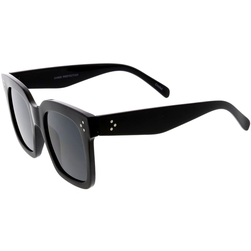 zeroUV Bold Oversize Flat Mirror Lens Square Frame Horn Rimmed Sunglasses 50mm - A100 Sunglasses