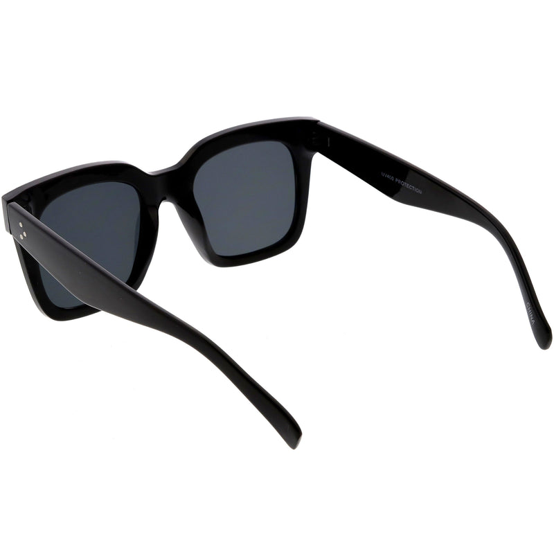 zeroUV Bold Oversize Flat Mirror Lens Square Frame Horn Rimmed Sunglasses 50mm - A100 Sunglasses