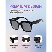 zeroUV Bold Oversize Square Horned Rim Flat Lens Sunglasses A252 Sunglasses