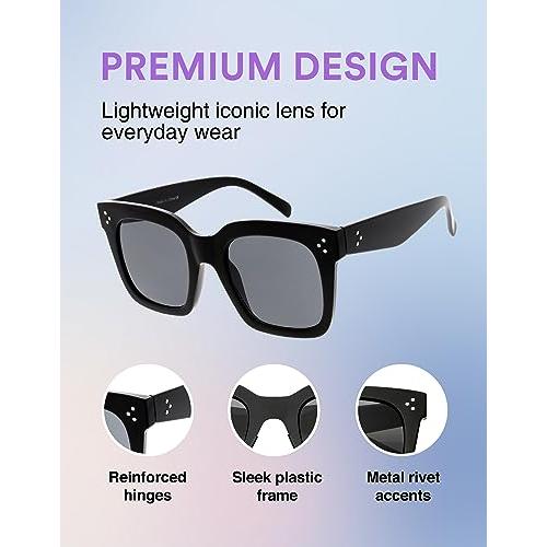 zeroUV Bold Oversize Square Horned Rim Flat Lens Sunglasses A252 Sunglasses