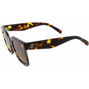 zeroUV Bold Oversize Square Horned Rim Flat Lens Sunglasses A252 Sunglasses