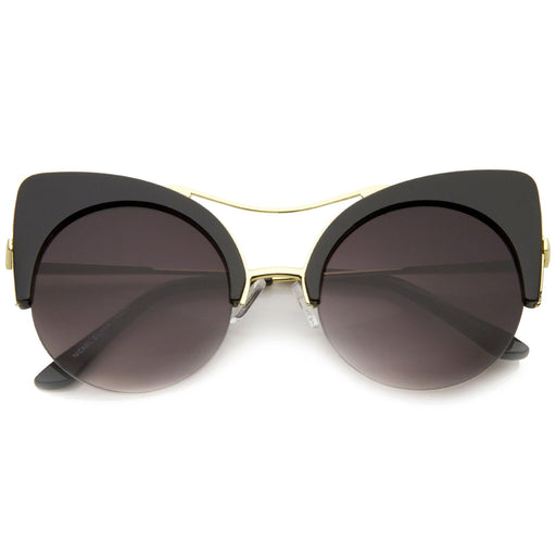 zeroUV High Pointed Half-frame Flat Lens Round Cat Eye Sunglasses A267 Sunglasses