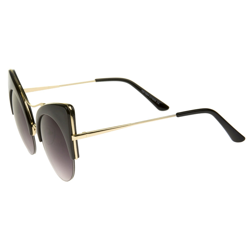 zeroUV High Pointed Half-frame Flat Lens Round Cat Eye Sunglasses A267 Sunglasses