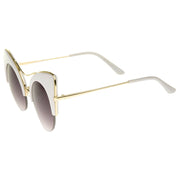 zeroUV High Pointed Half-frame Flat Lens Round Cat Eye Sunglasses A267 Sunglasses