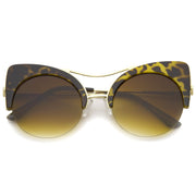 zeroUV High Pointed Half-frame Flat Lens Round Cat Eye Sunglasses A267 Sunglasses