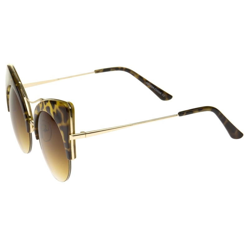 zeroUV High Pointed Half-frame Flat Lens Round Cat Eye Sunglasses A267 Sunglasses