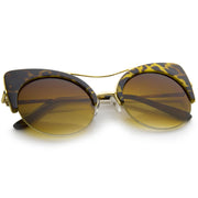 zeroUV High Pointed Half-frame Flat Lens Round Cat Eye Sunglasses A267 Sunglasses