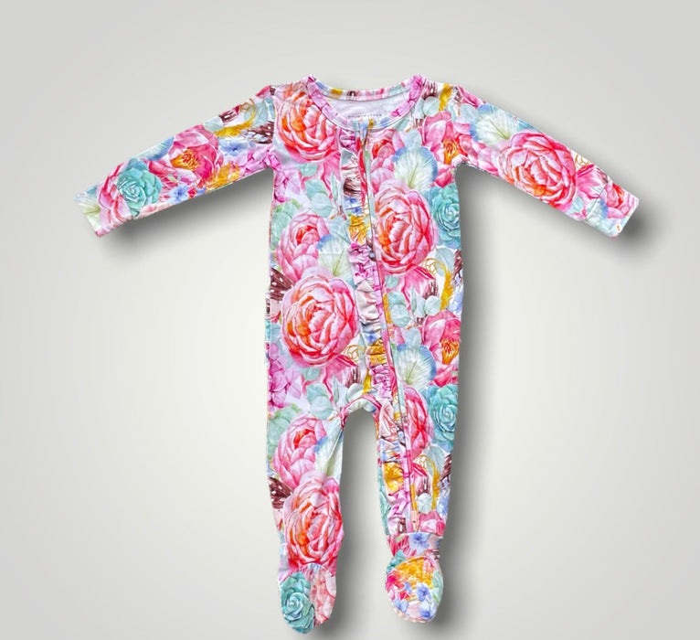 SOFIA "The Queens Secret Garden" Ruffled one piece footie