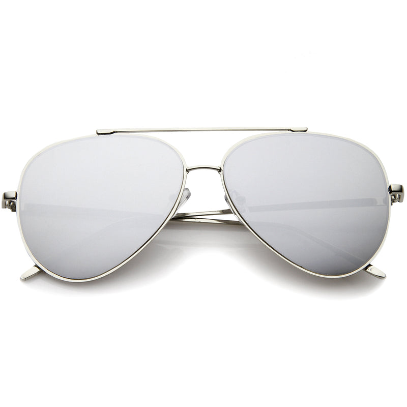 zeroUV Retro Modern Mirrored Flat Lens Metal Aviator Sunglasses A318 Sunglasses