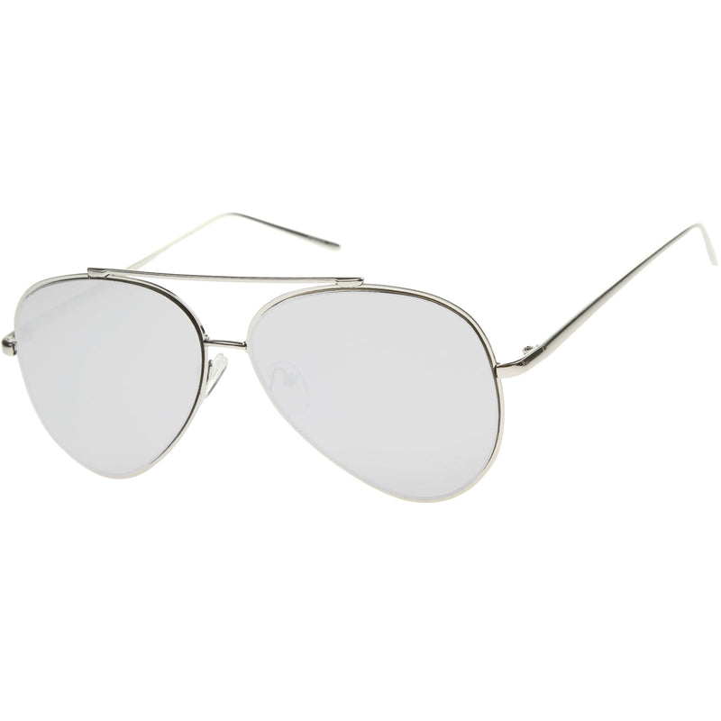 zeroUV Retro Modern Mirrored Flat Lens Metal Aviator Sunglasses A318 Sunglasses