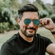 zeroUV Retro Modern Mirrored Flat Lens Metal Aviator Sunglasses A318 Sunglasses