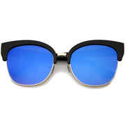 zeroUV Modern Mirrored Flat Lens Cat Eye Half Frame Sunglasses A325 Sunglasses