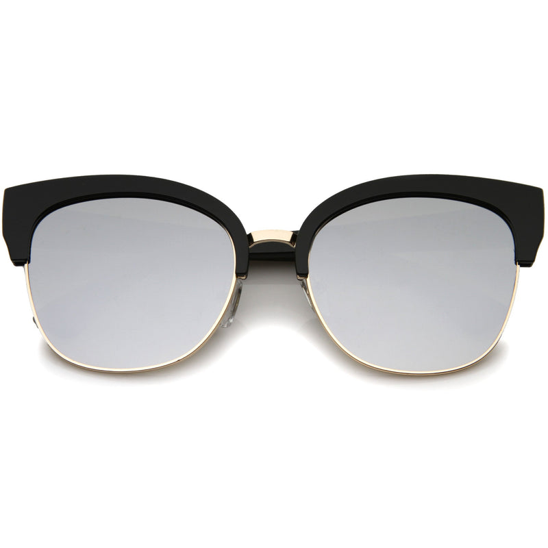 zeroUV Modern Mirrored Flat Lens Cat Eye Half Frame Sunglasses A325 Sunglasses