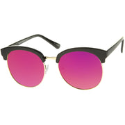 zeroUV Women's Oversize Round Half Frame Flash Lens Sunglasses A388 Sunglasses