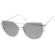 zeroUV Oversize Thin Cross Brow Mirrored Flat Lens Sunglasses A545 Sunglasses