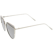 zeroUV Oversize Thin Cross Brow Mirrored Flat Lens Sunglasses A545 Sunglasses