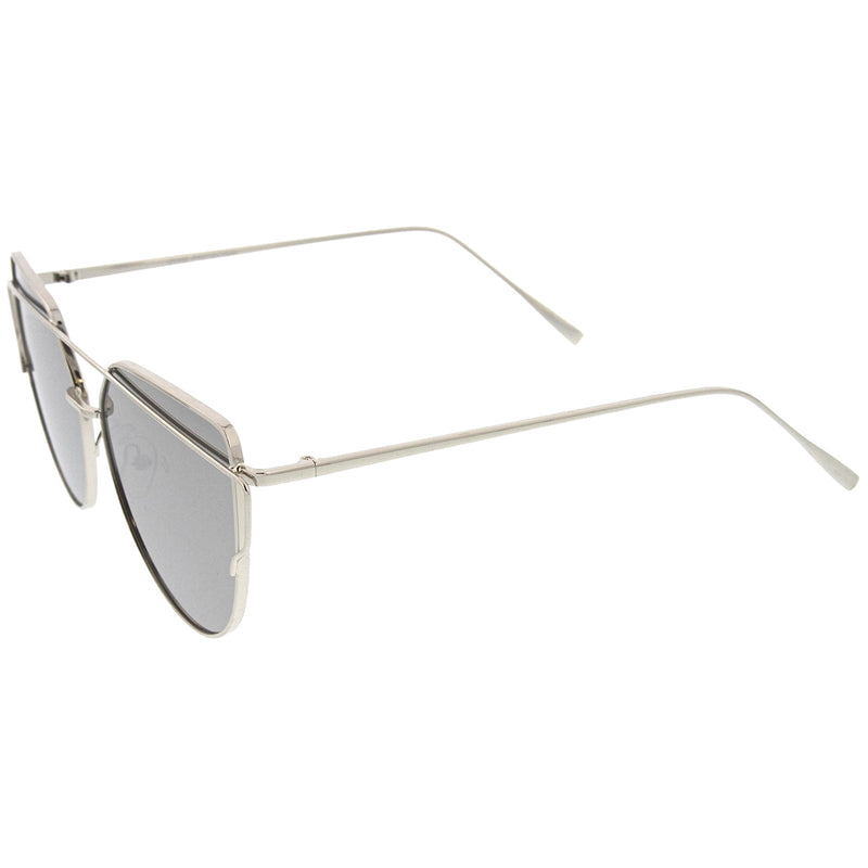 zeroUV Oversize Thin Cross Brow Mirrored Flat Lens Sunglasses A545 Sunglasses