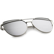 zeroUV Oversize Thin Cross Brow Mirrored Flat Lens Sunglasses A545 Sunglasses