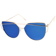 zeroUV Oversize Thin Cross Brow Mirrored Flat Lens Sunglasses A545 Sunglasses