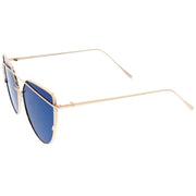 zeroUV Oversize Thin Cross Brow Mirrored Flat Lens Sunglasses A545 Sunglasses