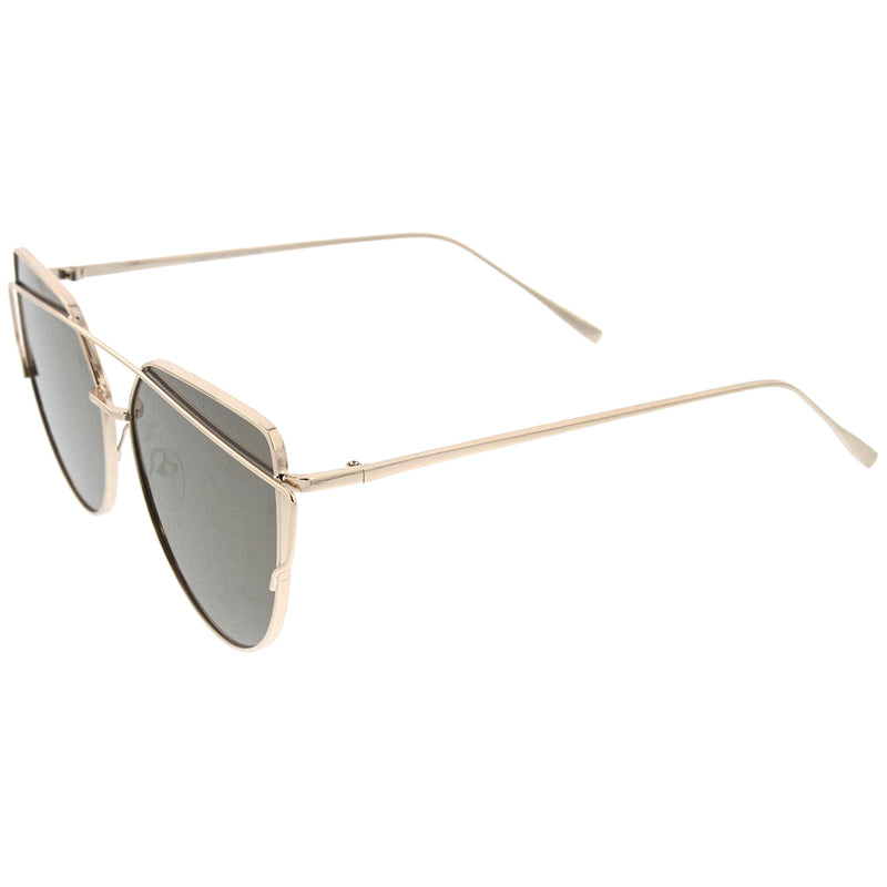 zeroUV Oversize Thin Cross Brow Mirrored Flat Lens Sunglasses A545 Sunglasses
