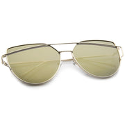 zeroUV Oversize Thin Cross Brow Mirrored Flat Lens Sunglasses A545 Sunglasses