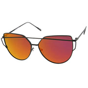zeroUV Oversize Thin Cross Brow Mirrored Flat Lens Sunglasses A545 Sunglasses