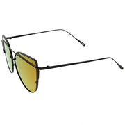 zeroUV Oversize Thin Cross Brow Mirrored Flat Lens Sunglasses A545 Sunglasses