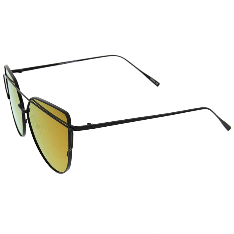 zeroUV Oversize Thin Cross Brow Mirrored Flat Lens Sunglasses A545 Sunglasses