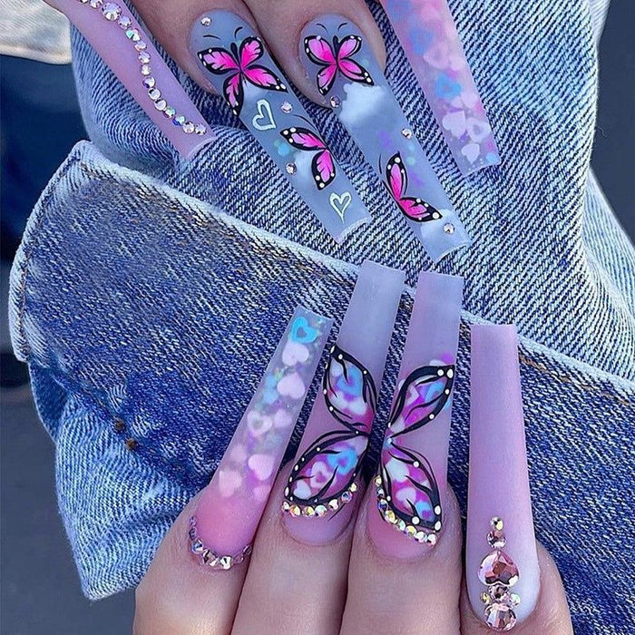 Press-on Nails Purple Butterfly