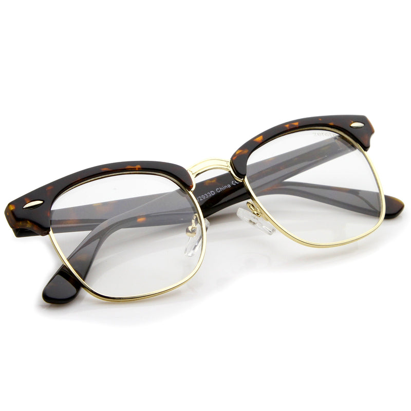 zeroUV Vintage Inspired Classic Horned Rim Half Frame Clear Lens Glasses 2933 Glasses