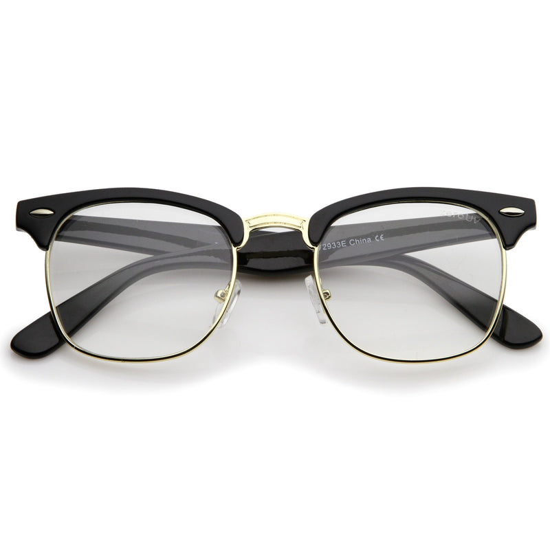 zeroUV Vintage Inspired Classic Horned Rim Half Frame Clear Lens Glasses 2933 Glasses