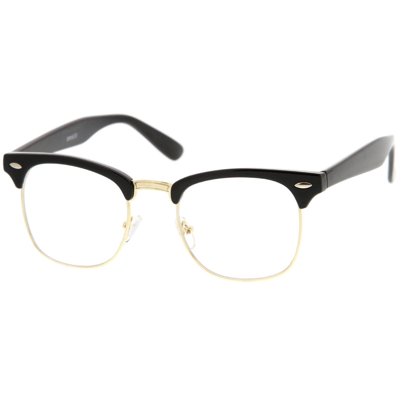 zeroUV Vintage Inspired Classic Horned Rim Half Frame Clear Lens Glasses 2933 Glasses