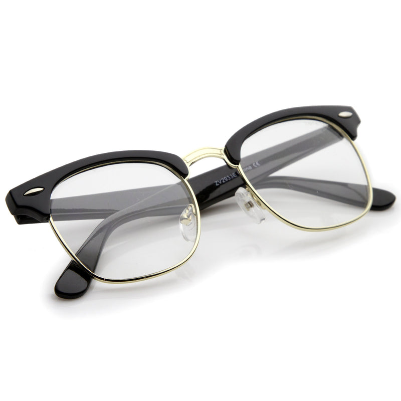 zeroUV Vintage Inspired Classic Horned Rim Half Frame Clear Lens Glasses 2933 Glasses