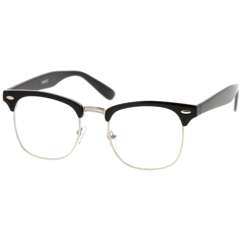 zeroUV Vintage Inspired Classic Horned Rim Half Frame Clear Lens Glasses 2933 Glasses